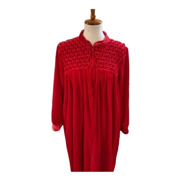 Comfort Choice Red Soft Full Length Vintage Housecoat Size 1X - Picture 2 of 7